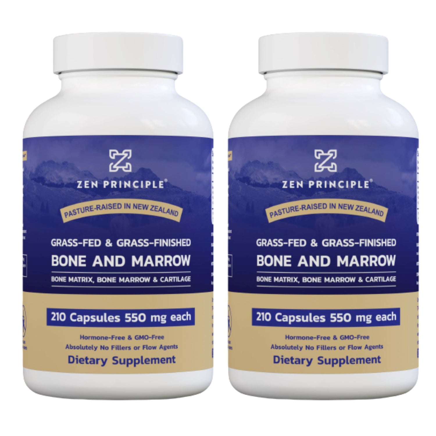 Beef Bone Marrow Capsules Zen Principle Naturals 2-Bottles 