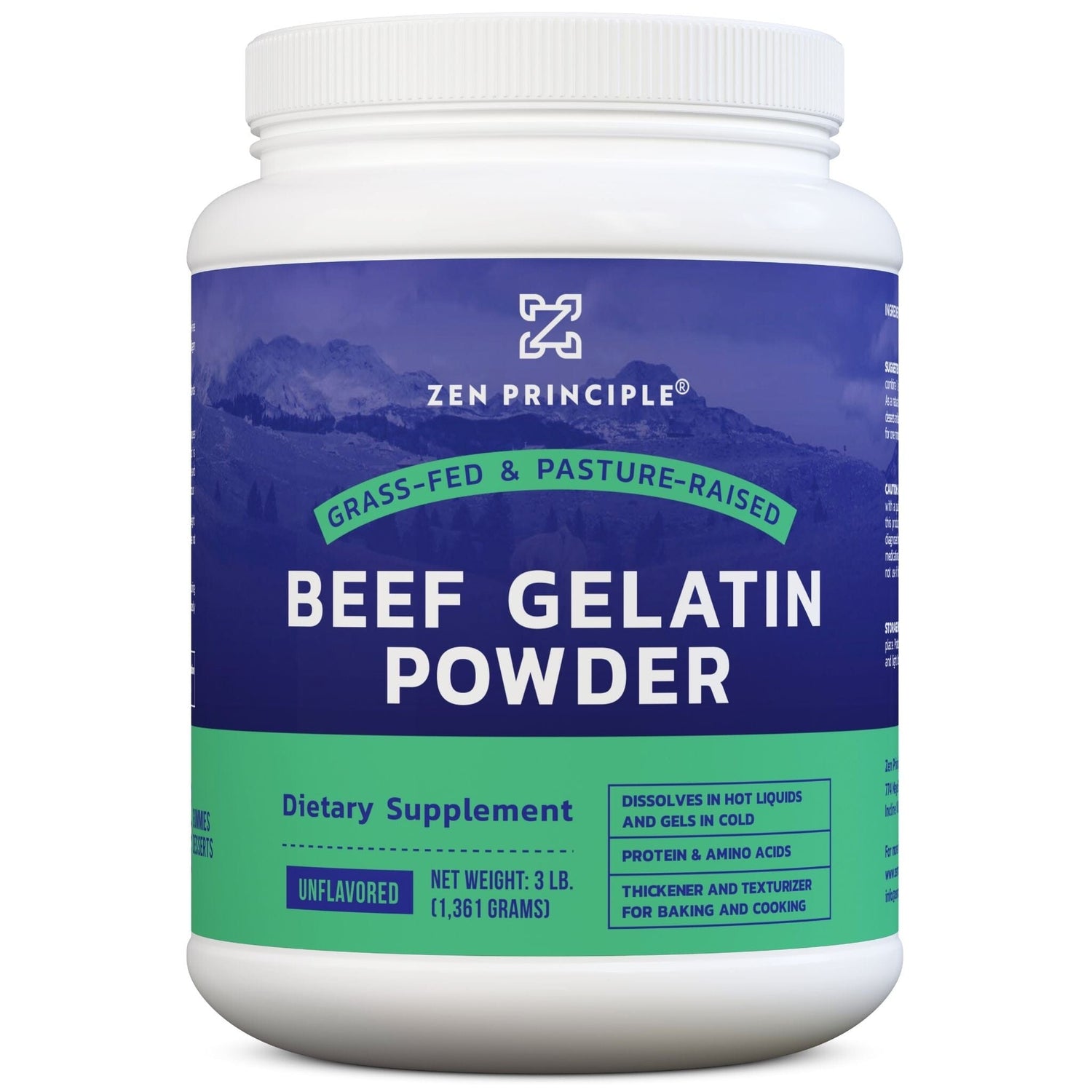 Beef Gelatin Powder Zen Principle Naturals 3 lb 