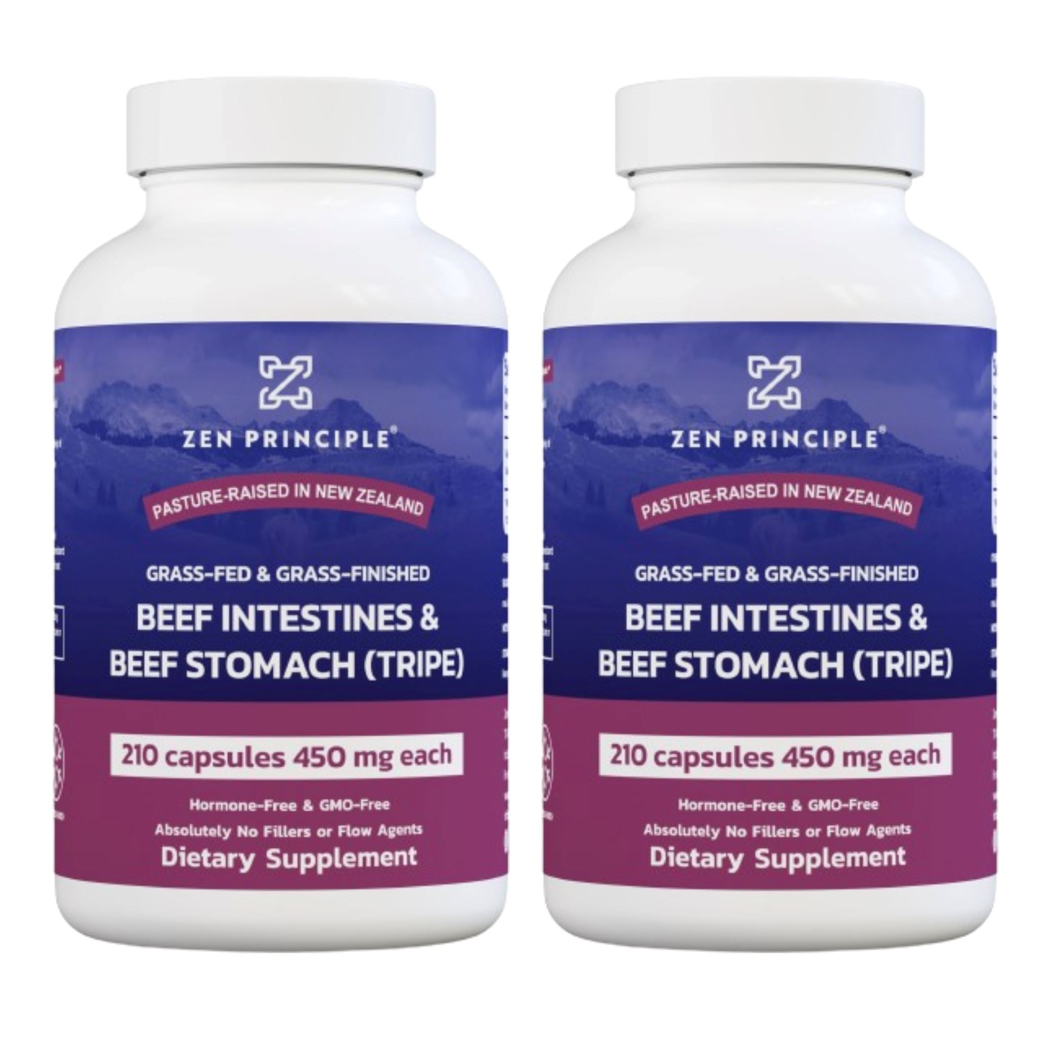 Beef Intestines with Stomach (Tripe) Capsules Zen Principle Naturals 2-Bottles 