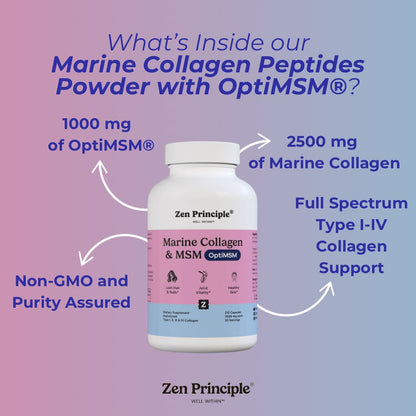 Marine Collagen Peptides Powder with OptiMSM® Supplement Capsules Zen Principle Naturals 