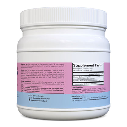 Marine Collagen Peptides Powder with OptiMSM® Supplement Zen Principle Naturals 