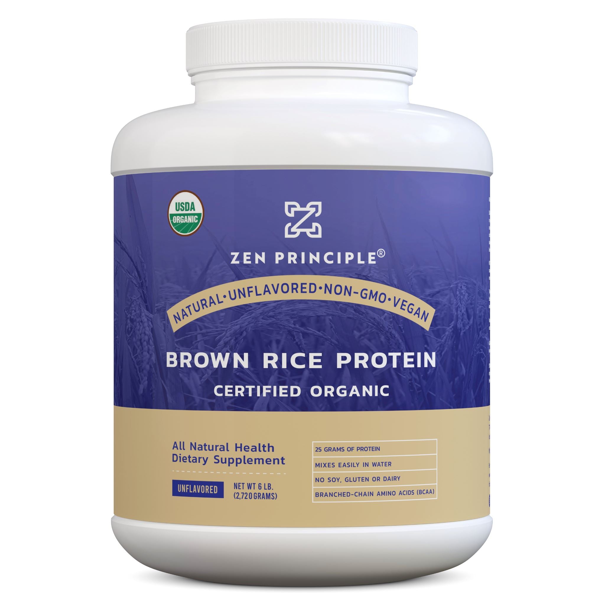 Organic Brown Rice Protein Powder Zen Principle Naturals 6 lb 