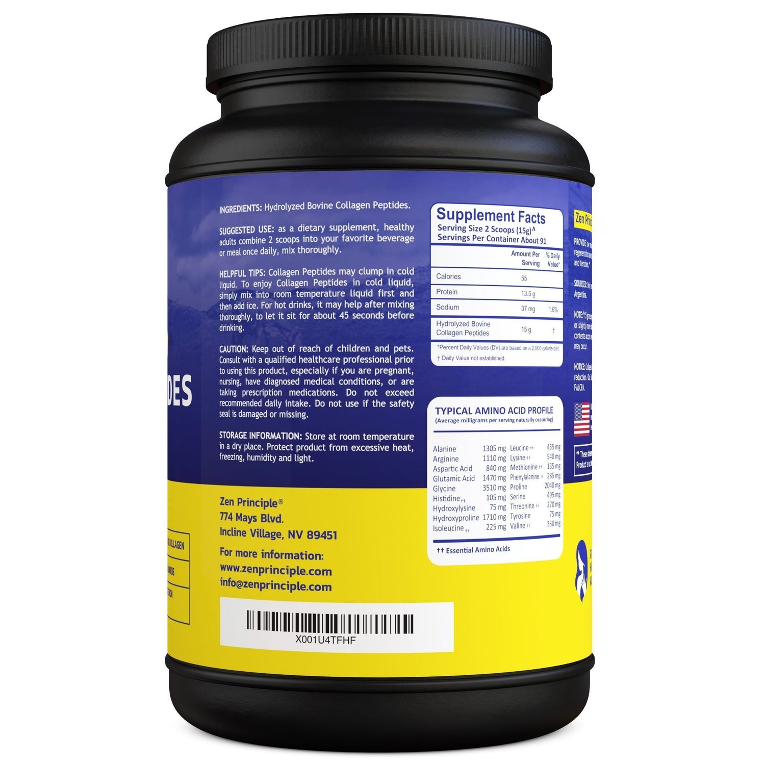 Beef Collagen Peptides Powder Zen Principle Naturals 