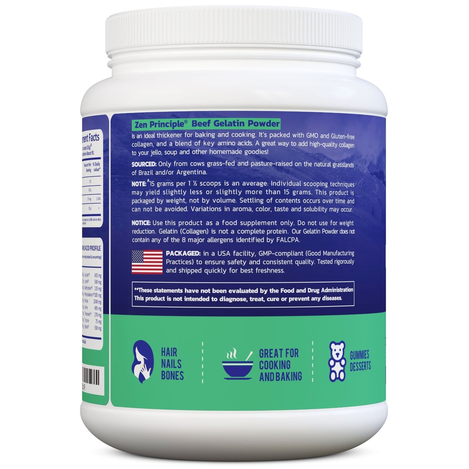 Beef Gelatin Powder Zen Principle Naturals 